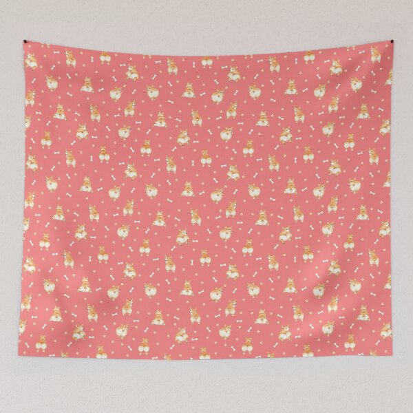 Item preview, Whimsical Funny Watercolour Corgi Bums Pattern designed and sold by ColoursoftShop.