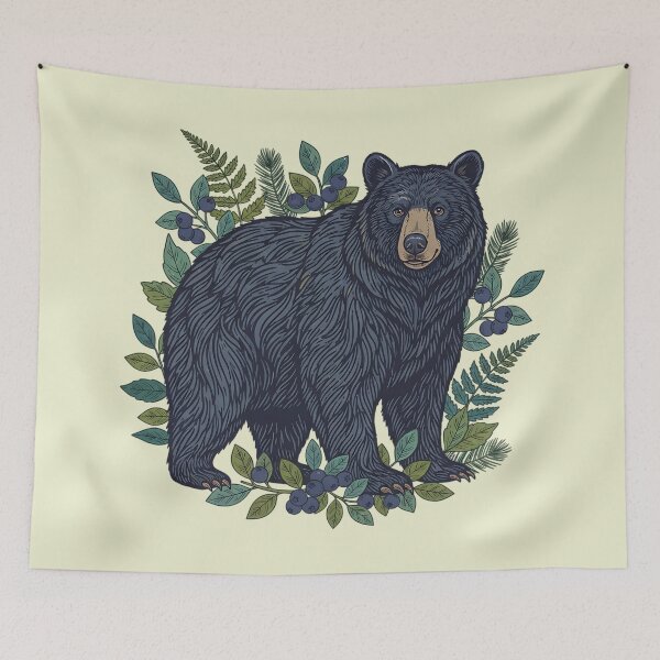 Item preview, Black Bear with Wild Blueberries designed and sold by BirdsnStuff.