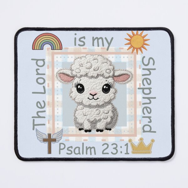 Item preview, The Lord is my Shepherd, Cute Sheep, Psalm 231, Grandma Core,  Lamb, Patchwork  Embroidery designed and sold by Forevermore.