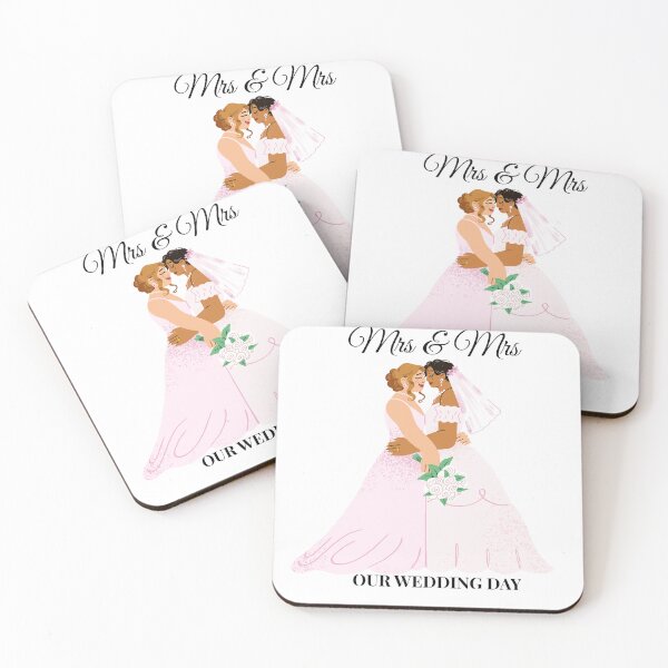Item preview, Lesbian Wedding Couple Mrs & Mrs Bridal Illustration LGBTQ Wedding Art designed and sold by novyron.
