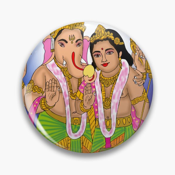 Item preview, Obra de arte de Lord Ganesha y Kartikeya: ilustración espiritual del dios elefante hindú designed and sold by Harshit_Digital_Arts.