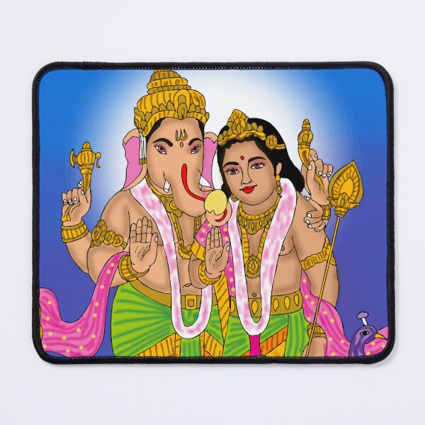Aperçu de l'œuvre Oeuvre du Seigneur Ganesha et Kartikeya – Illustration spirituelle du Dieu éléphant hindou créée et vendue par Harshit_Digital_Arts.