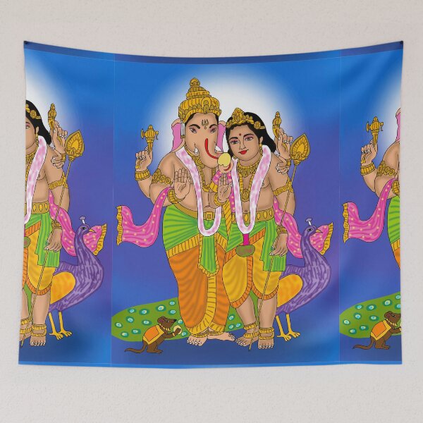 Item preview, Lord Ganesha & Kartikeya Artwork – Hindu Elephant God Spiritual Illustration designed and sold by Harshit_Digital_Arts.
