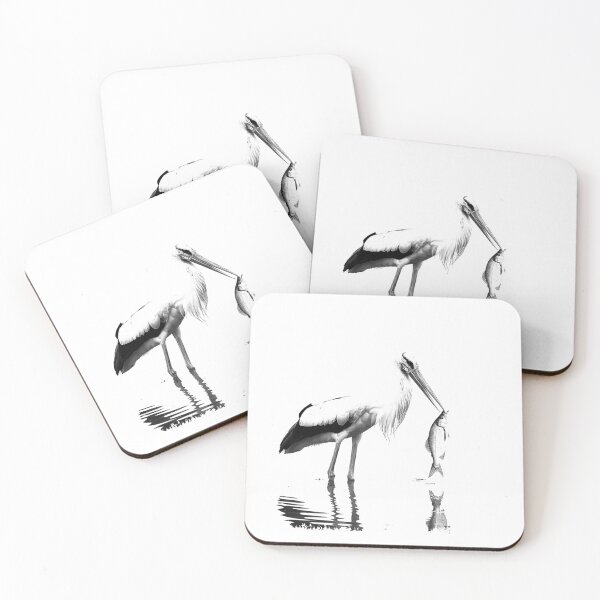 Item preview, Minimalist Black and White Heron Catching Fish – Wildlife Photography designed and sold by inkoutninja.