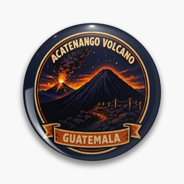 Item preview, Acatenango Volcano Guatemala Night Eruption Shirt – Retro Hiking Badge Lava Glow Design designed and sold by Globalcitytees.
