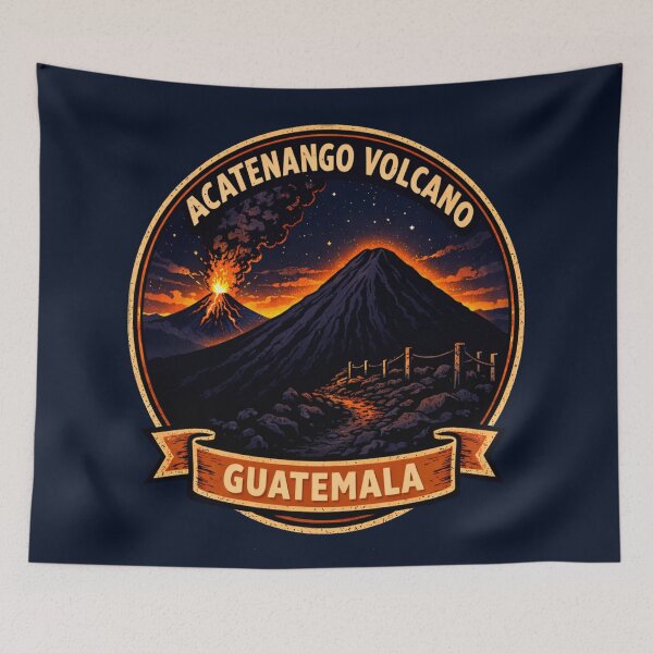 Item preview, Acatenango Volcano Guatemala Night Eruption Shirt – Retro Hiking Badge Lava Glow Design designed and sold by Globalcitytees.