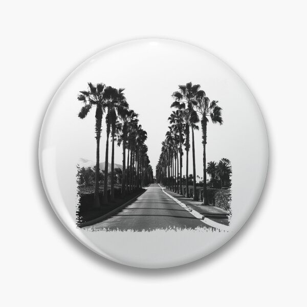 Item preview, Black and White Palm Tree Road – Minimalist California Street Photography designed and sold by inkoutninja.
