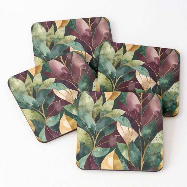 Item preview, Jewel-Toned Watercolor Leaves with Gold Veins designed and sold by ShopCWA.
