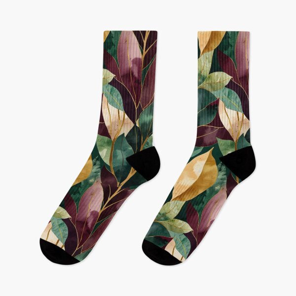 Item preview, Jewel-Toned Watercolor Leaves with Gold Veins designed and sold by ShopCWA.