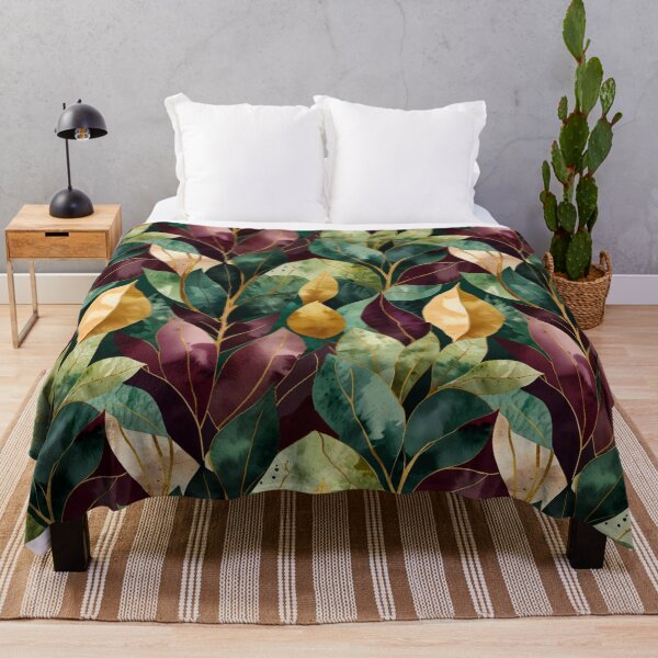 Item preview, Jewel-Toned Watercolor Leaves with Gold Veins designed and sold by ShopCWA.