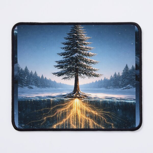 Item preview, Golden Circuit Roots Pine Tree - Winter Tech Nature Poster designed and sold by LuxeBuzz.