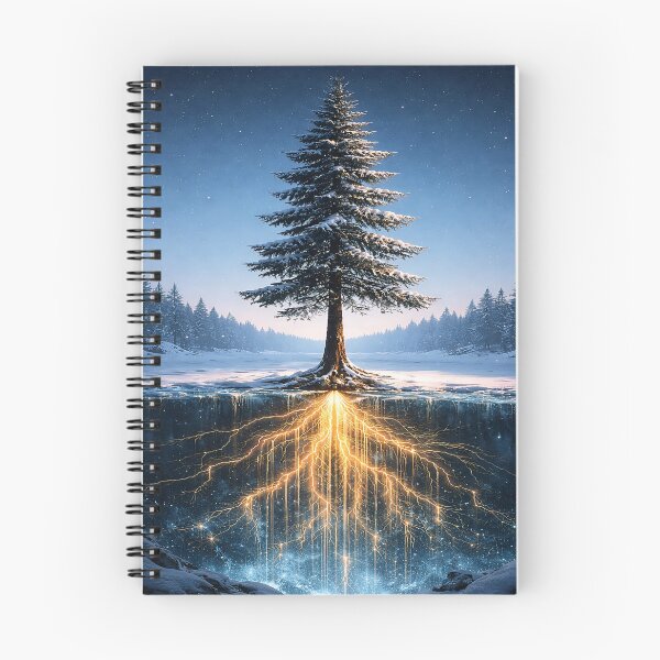 Item preview, Golden Circuit Roots Pine Tree - Winter Tech Nature Poster designed and sold by LuxeBuzz.