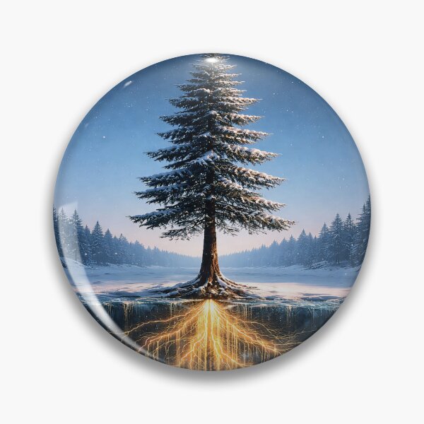 Item preview, Golden Circuit Roots Pine Tree - Winter Tech Nature Poster designed and sold by LuxeBuzz.