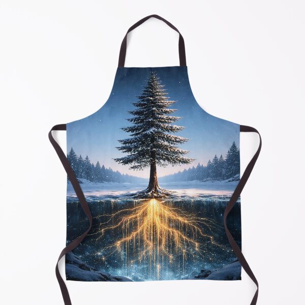 Item preview, Golden Circuit Roots Pine Tree - Winter Tech Nature Poster designed and sold by LuxeBuzz.
