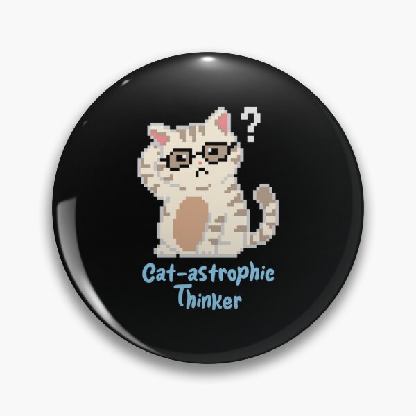 Item preview, Cat Astrophic Thinker Funny Overthinking Pixel Cat designed and sold by TheMemeAtelier.