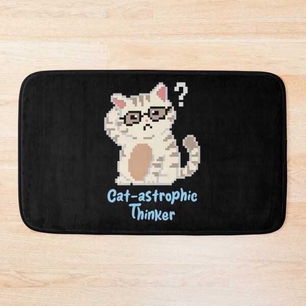 Item preview, Cat Astrophic Thinker Funny Overthinking Pixel Cat designed and sold by TheMemeAtelier.