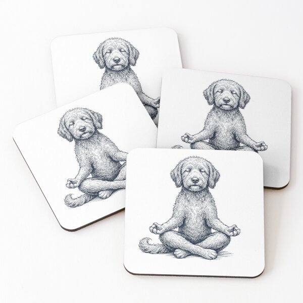 Item preview, Labradoodle vintage, perro de meditación de loto y yoga designed and sold by DoodleTortle.