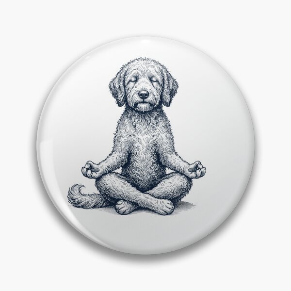 Item preview, Labradoodle vintage, perro de meditación de loto y yoga designed and sold by DoodleTortle.