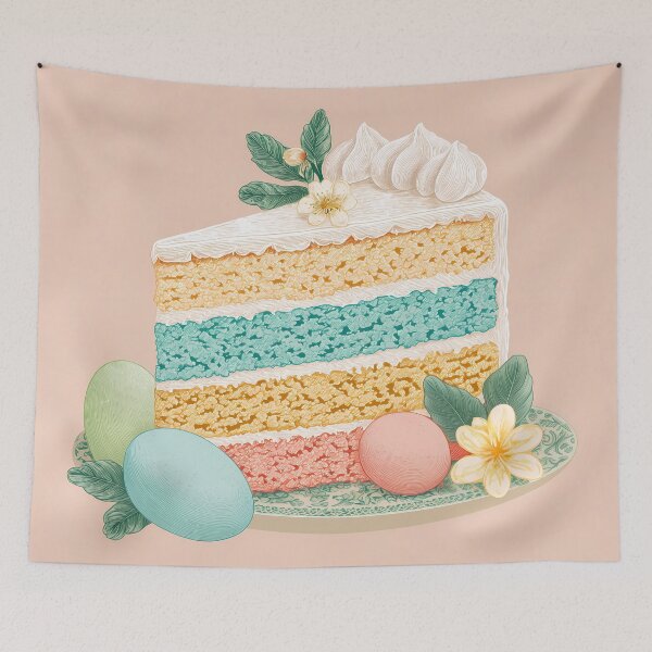 Item preview, Pastel Easter Cake Illustration – Cute Spring Dessert Art designed and sold by BobaBunny76.