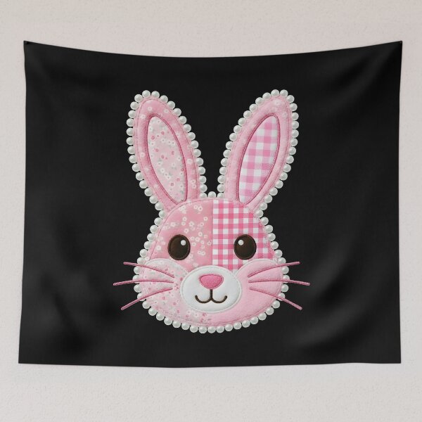 Item preview, Kids Easter Pink Patchwork Bunny Face designed and sold by KroghDs.