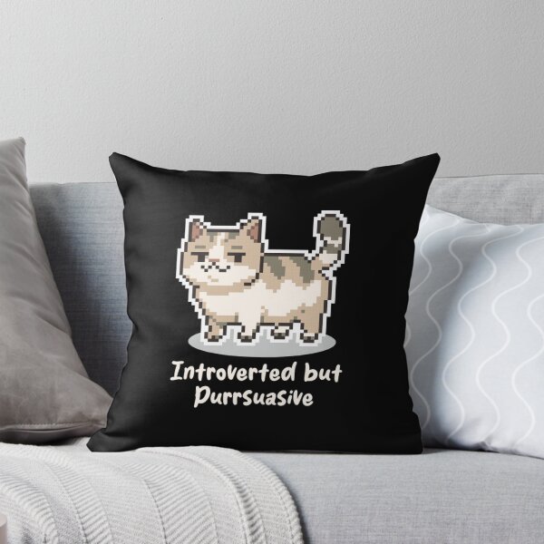 Item preview, Introverted But Purrsuasive Funny Pixel Cat Introv designed and sold by TheMemeAtelier.
