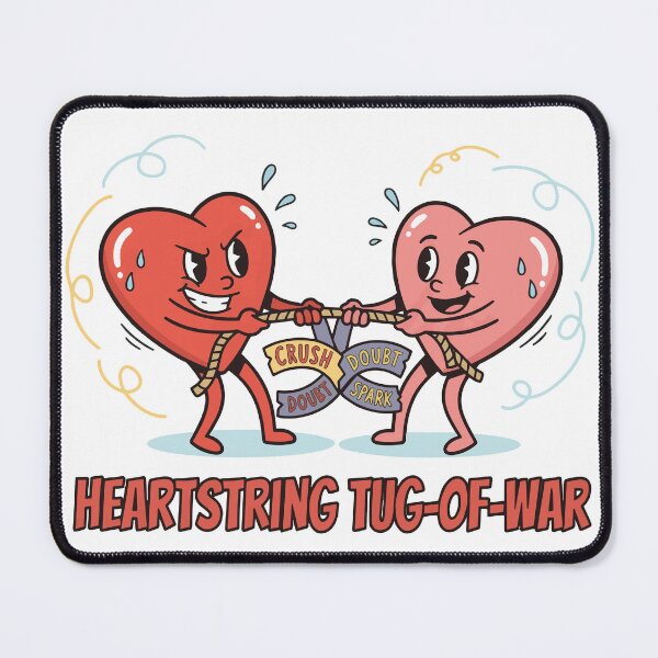Item preview, Heartstring Tug Of War Retro Cartoon Romance designed and sold by Snout & Shout..