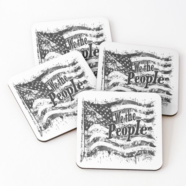 Item preview, We The People American Flag – Black and White Grunge Patriotic Typography Art designed and sold by inkoutninja.