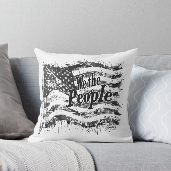Item preview, We The People American Flag – Black and White Grunge Patriotic Typography Art designed and sold by inkoutninja.