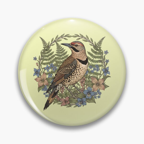 Item preview, Vintage Northern Flicker Woodpecker with Wildflowers designed and sold by BirdsnStuff.