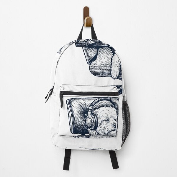 Item preview, Vintage Maltese with Headphones Mid Century Dog Lover designed and sold by DoodleTortle.