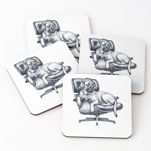 Item preview, Vintage Mastiff with Headphones Mid Century Dog Lover designed and sold by DoodleTortle.
