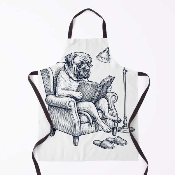 Artikelvorschau, Vintage Mastiff liest Buch Hund Mama Papa entworfen und verkauft von DoodleTortle.