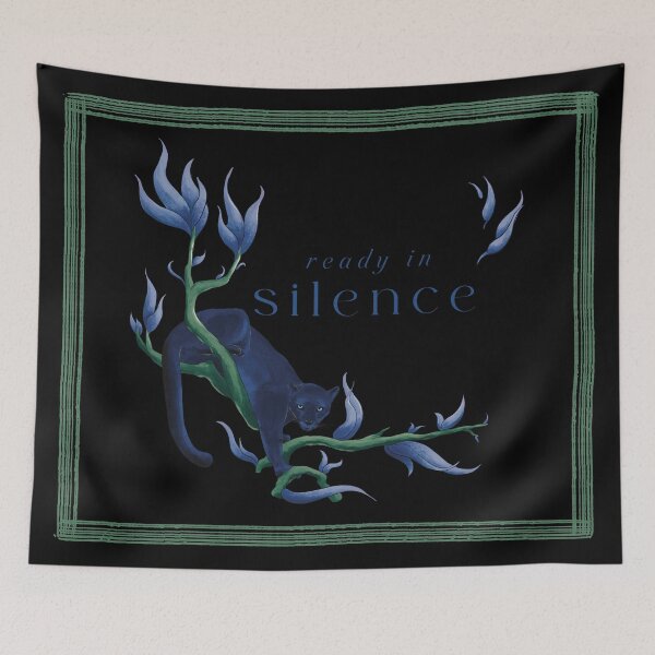 Item preview, Ready in Silence Black Panther Minimal Spiritual Art designed and sold by art-injoy.