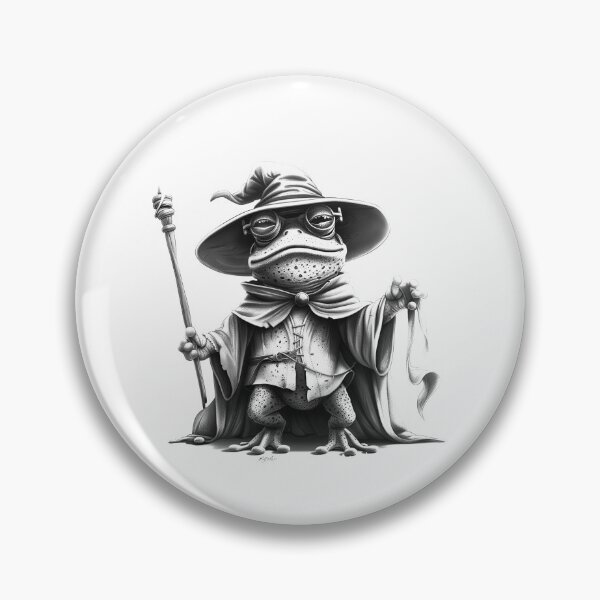 Item preview, Wizard Frog – Black and White Fantasy Character Illustration designed and sold by inkoutninja.