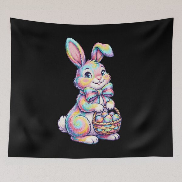 Item preview, Kids Rainbow Easter Bunny Basket designed and sold by KroghDs.