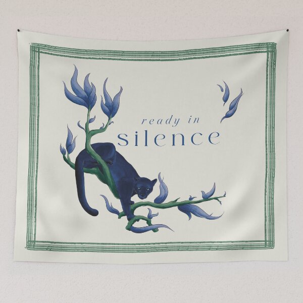 Item preview, Ready in Silence Wild Black Cat Minimal Spiritual Art designed and sold by art-injoy.