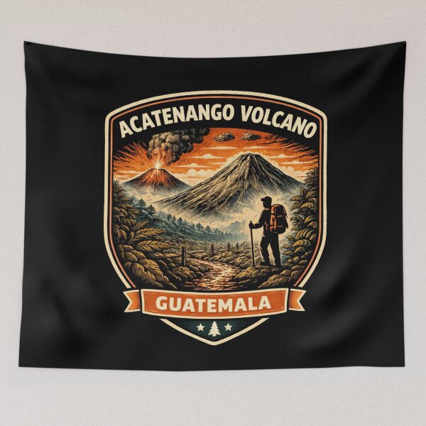 Item preview, Acatenango Volcano Guatemala – Vintage Hiking Adventure Badge T-Shirt | Retro Travel Explorer Design designed and sold by Globalcitytees.