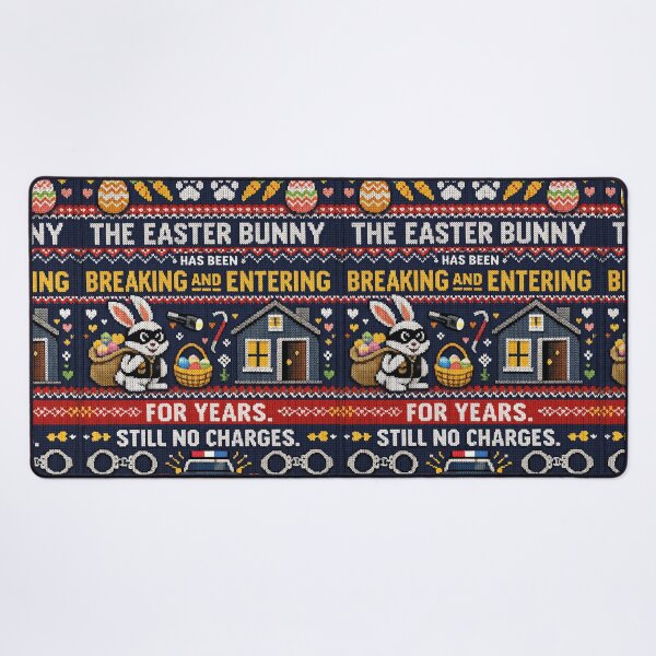 Item preview, Easter Bunny Burglary Funny True Crime Quote Knitting Pattern designed and sold by Mauswohn.