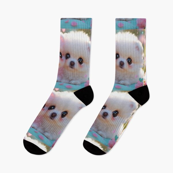 Item preview, Cute Fluffy Pomeranian Puppies in Pastel Spring Love designed and sold by PixelVibe782.