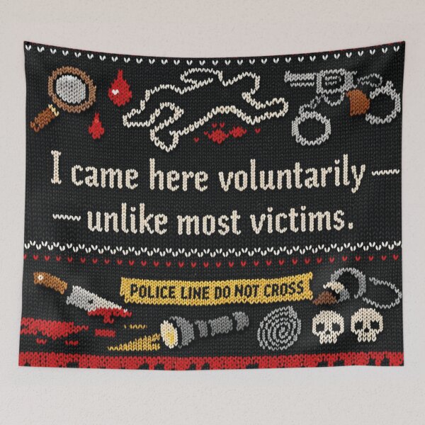 Item preview, I came here voluntarily true crime saying designed and sold by Mauswohn.