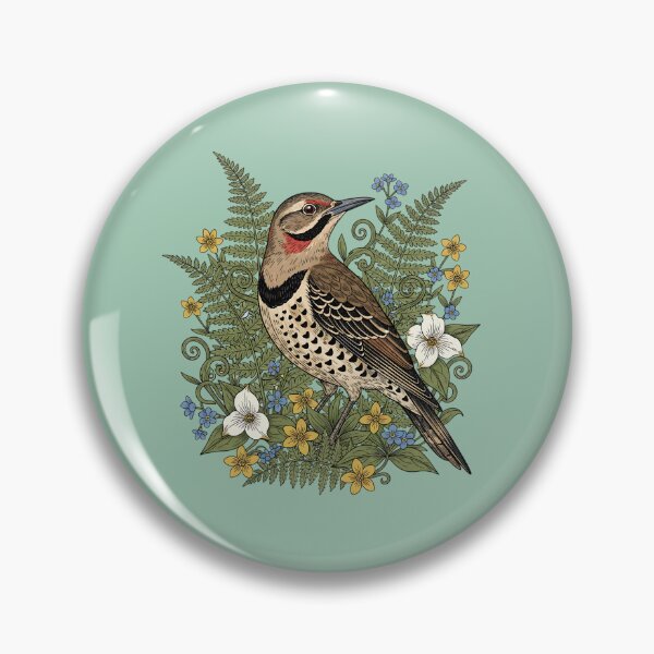 Item preview, Vintage Northern Flicker Woodpecker and Ferns designed and sold by BirdsnStuff.