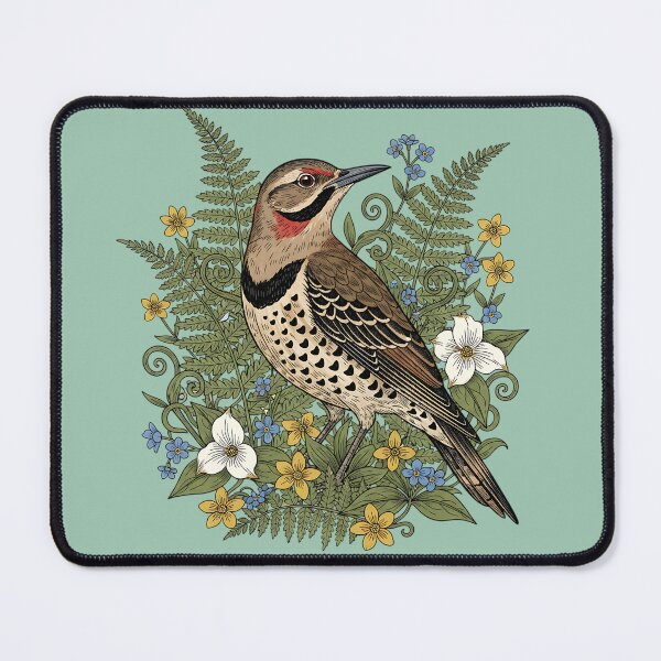 Item preview, Vintage Northern Flicker Woodpecker and Ferns designed and sold by BirdsnStuff.