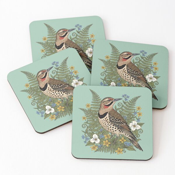 Item preview, Vintage Northern Flicker Woodpecker and Ferns designed and sold by BirdsnStuff.