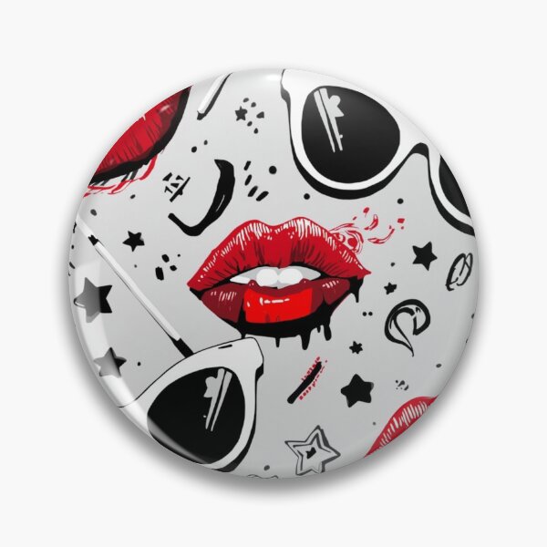 Item preview, Glam Pop Art Red Lips Fashion Pattern designed and sold by PixelVibe782.