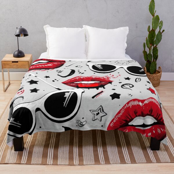 Item preview, Glam Pop Art Red Lips Fashion Pattern designed and sold by PixelVibe782.