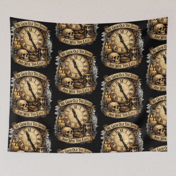 Item preview, We Grow Old Too Soon And Wise Too Late Antique Clock Memento Mori Design designed and sold by TeeTimeTreasure.