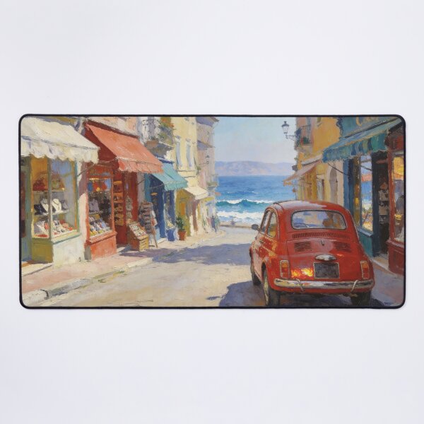 Item preview, Dreamy Coastal City Painting, Impressionist Architecture & Sea Landscape Decor designed and sold by BlareBlare.