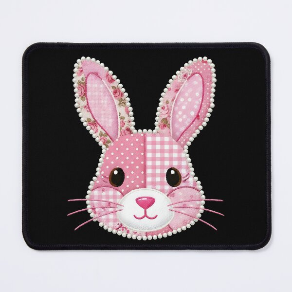 Item preview, Kids Pink Patchwork Easter Bunny Face designed and sold by KroghDs.
