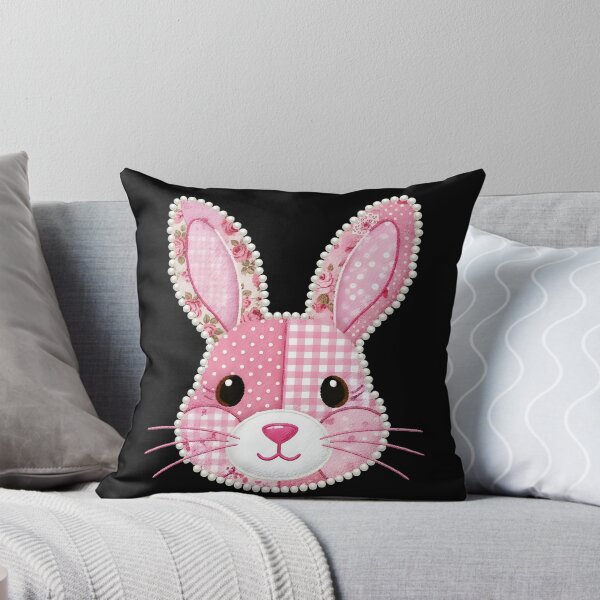 Item preview, Kids Pink Patchwork Easter Bunny Face designed and sold by KroghDs.