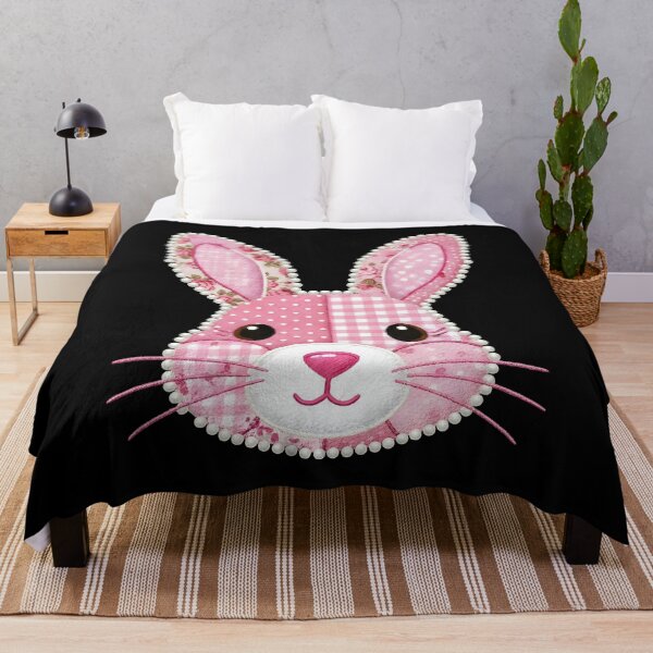 Item preview, Kids Pink Patchwork Easter Bunny Face designed and sold by KroghDs.